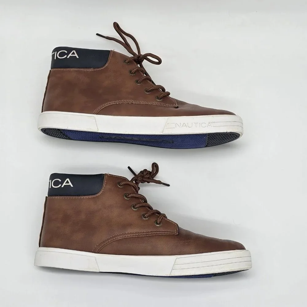 Boys Brown Casual Boots Size 5 Nautica Chukka Lace Up